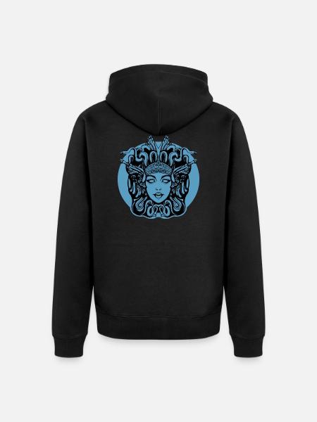 blue jellyfish background - Unisex Premium Organic Zip Hoodie - black