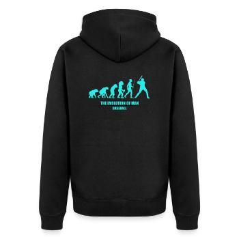 Evolution man baseball - Unisex Premium Bio Zip Hoodie - Schwarz - Hinten - Nico (187cm)