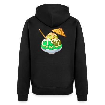 Eis Speiseeis Eiskrem Eiscreme Kugeleis Eisbecher - Unisex Premium Bio Zip Hoodie - Schwarz - Hinten - Nico (187cm)