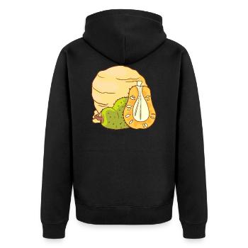 Jackfrucht Eis Speiseeis Eiskrem Eiscreme Kugeleis - Unisex Premium Bio Zip Hoodie - Schwarz - Hinten - Nico (187cm)