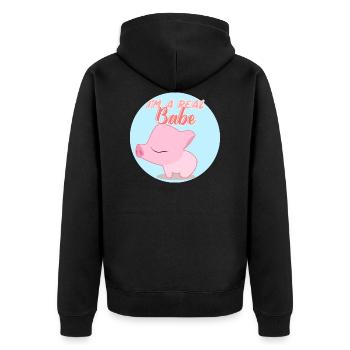 Je suis un vrai bébé Je suis un vrai bébé - Veste à capuche bio Premium Unisexe - noir - Dos - Nico (187cm)