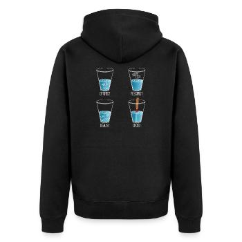 Ein Wasserglas und meine Oboe - Unisex Premium Bio Zip Hoodie - Schwarz - Hinten - Nico (187cm)