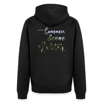 Sommer Sonne Kaktus - Unisex Premium Bio Zip Hoodie - Schwarz - Hinten - Nico (187cm)