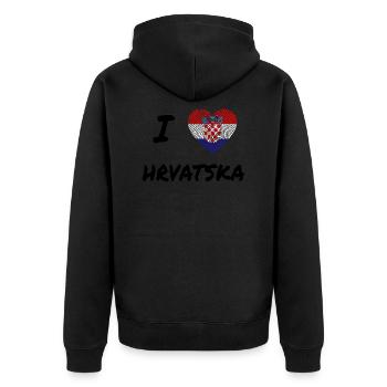 Love for Croatia - Unisex Premium Organic Zip Hoodie - black - Back - Nico (187cm)