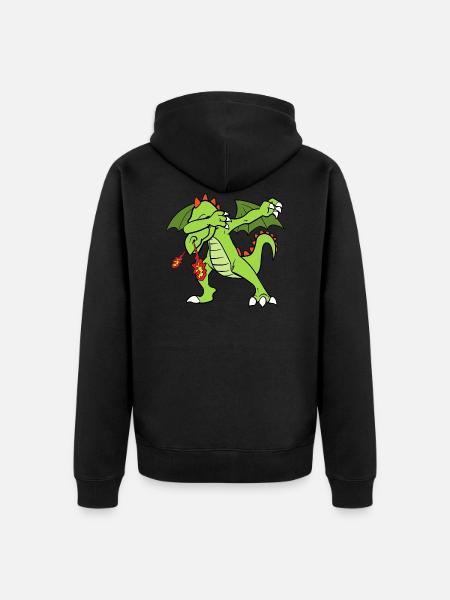 Dabbing Dab Dragon - Unisex Premium Organic Zip Hoodie - black