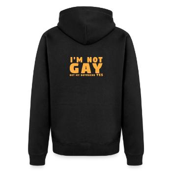 I'm not gay, but my boyfriend YES - Veste à capuche bio Premium Unisexe - noir - Dos - Nico (187cm)