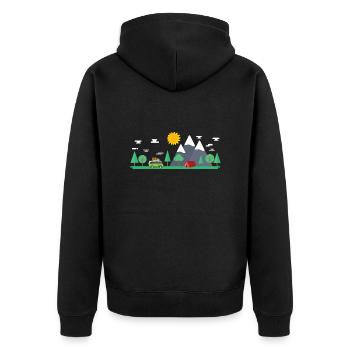 Ein Leben in der Natur - Unisex Premium Bio Zip Hoodie - Schwarz - Hinten - Nico (187cm)
