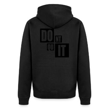 motivation spruch cool ausdauer fitness text logo - Unisex Premium Bio Zip Hoodie - Schwarz - Hinten - Nico (187cm)