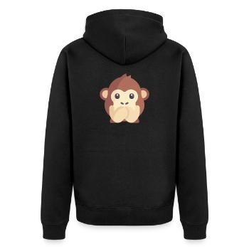 süßes Affen Emoticon - Unisex Premium Bio Zip Hoodie - Schwarz - Hinten - Nico (187cm)