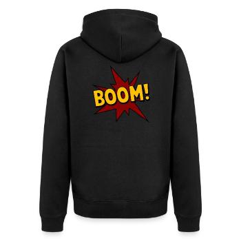 Boom! - Comic - Unisex Premium Bio Zip Hoodie - Schwarz - Hinten - Nico (187cm)