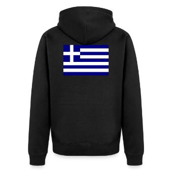 Griechenland Flagge - Unisex Premium Bio Zip Hoodie - Schwarz - Hinten - Nico (187cm)