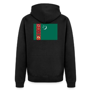 Turkmenistan Flagge - Unisex Premium Bio Zip Hoodie - Schwarz - Hinten - Nico (187cm)