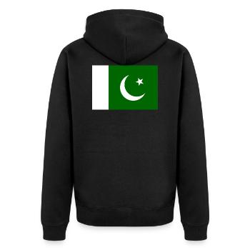 Pakistan Flagge - Unisex Premium Bio Zip Hoodie - Schwarz - Hinten - Nico (187cm)