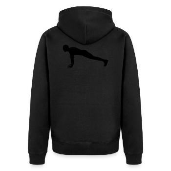 Bodybuilding Pushups Fitness Workout Gym - Unisex Premium Organic Zip Hoodie - black - Back - Nico (187cm)