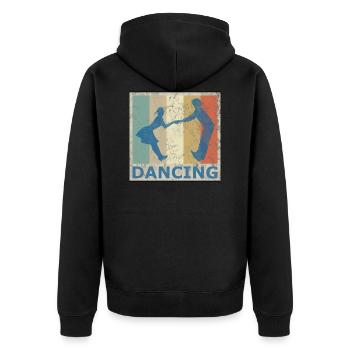 Retro Vintage Style Tanzen Tanzpaar Musik - Unisex Premium Bio Zip Hoodie - Schwarz - Hinten - Nico (187cm)