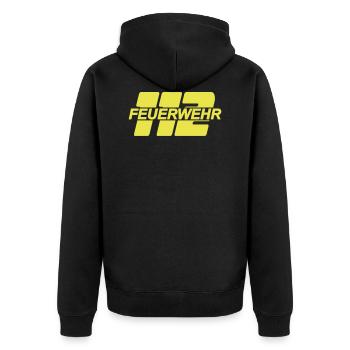 Fire Department 112 - Unisex Premium Organic Zip Hoodie - black - Back - Nico (187cm)