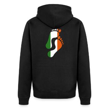 Irland Flagge Fußabdruck - Unisex Premium Bio Zip Hoodie - Schwarz - Hinten - Nico (187cm)