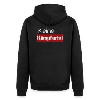 Kleine Kämpferin - Unisex Premium Bio Zip Hoodie - Schwarz - Hinten - Nico (187cm)