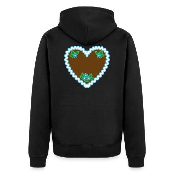 05 Lebkuchenherz Blumchen Dein Text Wunschtext - Unisex Premium Bio Zip Hoodie - Schwarz - Hinten - Nico (187cm)