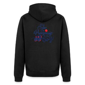 schwanger Baby Kind geboren Geburt Geschenkidee - Unisex Premium Bio Zip Hoodie - Schwarz - Hinten - Nico (187cm)