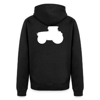 Traktor Trecker Ackerschlepper Schlepper - Unisex Premium Bio Zip Hoodie - Schwarz - Hinten - Nico (187cm)