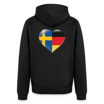 Heart Flag Sweden Germany German Gift - Unisex Premium Organic Zip Hoodie - black - Back - Nico (187cm)