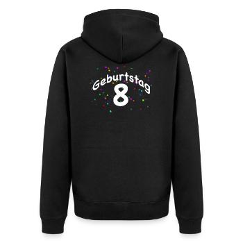 ANNIVERSAIRE 8 I 8ème anniversaire I Huit avec des confettis - Veste à capuche bio Premium Unisexe - noir - Dos - Nico (187cm)