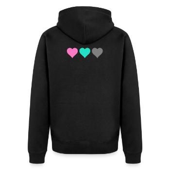 heart - Unisex Premium Organic Zip Hoodie - black - Back - Nico (187cm)