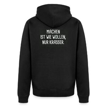 Faire c'est comme vouloir, seulement de façon flagrante! - Veste à capuche bio Premium Unisexe - noir - Dos - Nico (187cm)