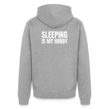Schlafmütze - Unisex Premium Bio Zip Hoodie - Grau meliert - Hinten - Nico (187cm)