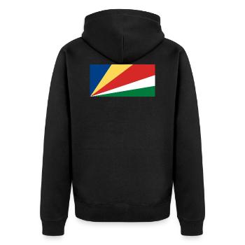 Seychellen Flagge - Unisex Premium Bio Zip Hoodie - Schwarz - Hinten - Nico (187cm)