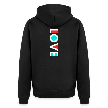 Love Text Logo Design - White - Unisex Premium Organic Zip Hoodie - black - Back - Nico (187cm)