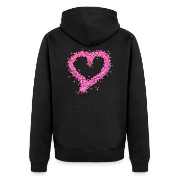 Herz pink - Unisex Premium Bio Zip Hoodie - Schwarz - Hinten - Nico (187cm)