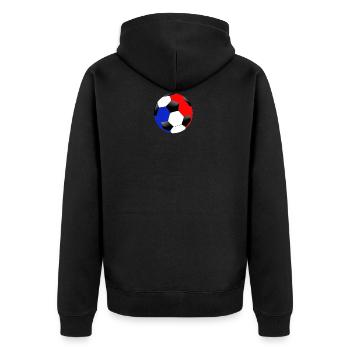 Fußball - Unisex Premium Bio Zip Hoodie - Schwarz - Hinten - Nico (187cm)
