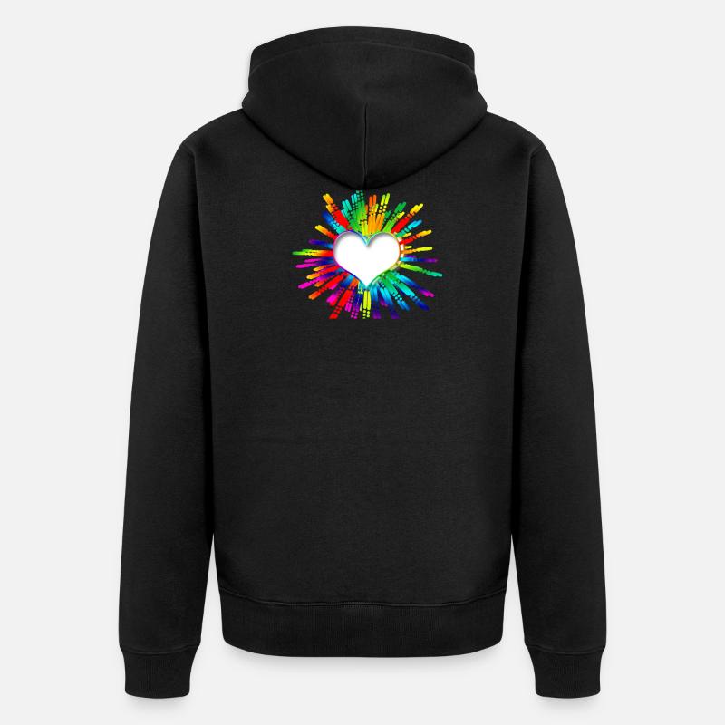 Coeur arc-en-ciel - Veste à capuche bio Premium Unisexe - noir