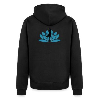 Namaste Lotus Blüte / Geschenk Idee - Unisex Premium Bio Zip Hoodie - Schwarz - Hinten - Nico (187cm)