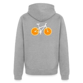 Fruit Bicycle Lemon Lime Orange / Gift - Unisex Premium Organic Zip Hoodie - heather grey - Back - Nico (187cm)