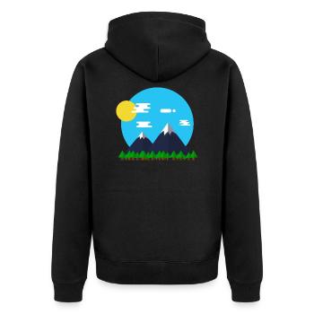 Flat Design Outdoor Mountain Forrest Park cadeau - Veste à capuche bio Premium Unisexe - noir - Dos - Nico (187cm)