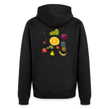fruit - Unisex Premium Organic Zip Hoodie - black - Back - Nico (187cm)