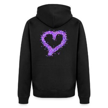 Coeur violet - Veste à capuche bio Premium Unisexe - noir - Dos - Nico (187cm)