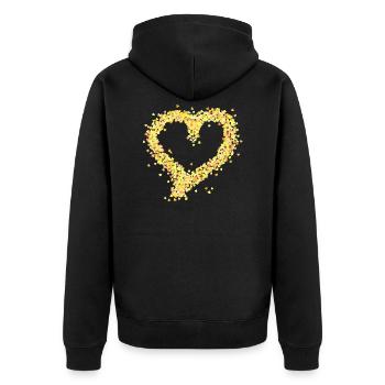 Heart yellow - Unisex Premium Organic Zip Hoodie - black - Back - Nico (187cm)