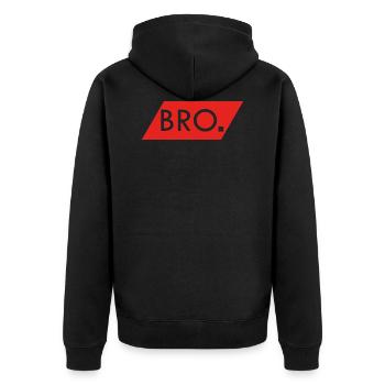 BRO - Unisex Premium Organic Zip Hoodie - black - Back - Nico (187cm)