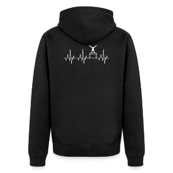 Herzschlag EKG Gymnastik Turnen Geräteturnen Sport - Unisex Premium Bio Zip Hoodie - Schwarz - Hinten - Nico (187cm)