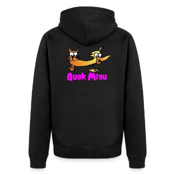 Quack meow - Unisex Premium Organic Zip Hoodie - black - Back - Nico (187cm)