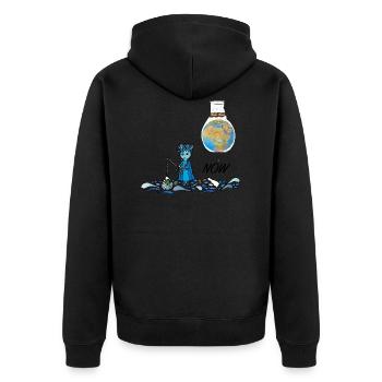 Plastic Planet - NOW... Die Hüter von Orbis - Unisex Premium Bio Zip Hoodie - Schwarz - Hinten - Nico (187cm)