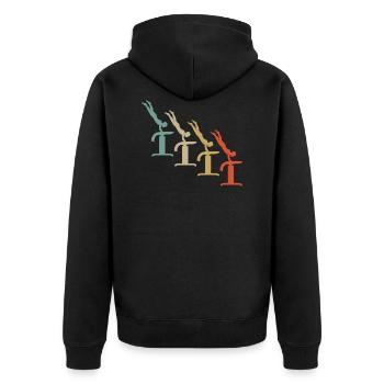 Retro Vintage Style Gymnastik Turnen Akrobatik - Unisex Premium Bio Zip Hoodie - Schwarz - Hinten - Nico (187cm)