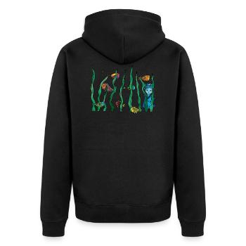 Udus with the fish in the water - Unisex Premium Organic Zip Hoodie - black - Back - Nico (187cm)