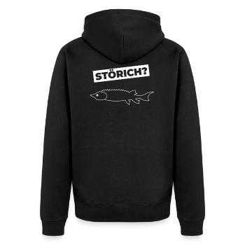 Stör - ich? Störich? - Unisex Premium Bio Zip Hoodie - Schwarz - Hinten - Nico (187cm)