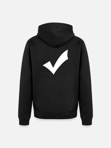 Check mark - white - Unisex Premium Organic Zip Hoodie - black