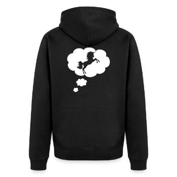 Unicorn in thought bubble - Unisex Premium Organic Zip Hoodie - black - Back - Nico (187cm)